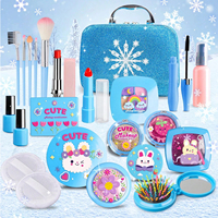 Kit de maquillage pour enfants 23 pièces, non des vrais cosmétiques, sac à jouets, ensemble de robes, jeu de simulation, valise de maquillage de princesse pour enfants filles