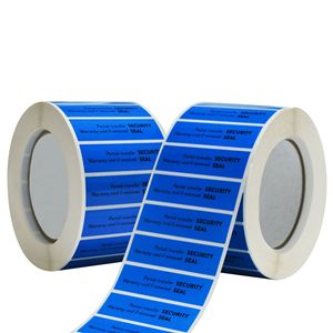 Étiquette de sécurité personnalisée bleue anti-effraction avec impression de garantie, autocollant inviolable en rouleau - Product Image 1