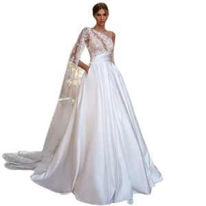 Vestido de novia de tren de catedral de encaje hasta el suelo de línea A simple moderno de estilo americano europeo 2025 nuevo para Aliexpress - Product Image 5
