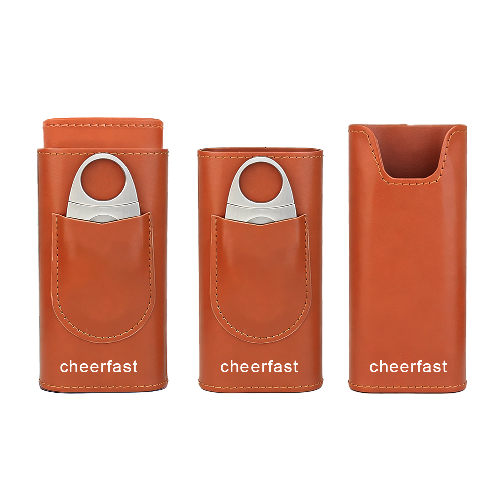 Estuche de viaje para cigarros de cuero PU marrón