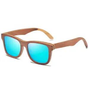 2024新款紫外线400 Len棕色滑板木质偏光镜面私人标签奢华男女太阳镜