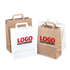 לוגו ממוחזר אישית למסעדה מודפסת מזון takeavway קניות שקית נייר קראפט - Product Image 4