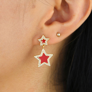 Pendiente de estrella de colores, pendientes de estrellas colgantes con esmalte colorido, rojo, negro, blanco, arcoíris, regalo de Navidad, promoción - Product Image 5