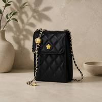 Sac à bandoulière vintage en cuir véritable pour femme, pochette imperméable, motif losanges, haute qualité, pour téléphone portable, hiver et automne