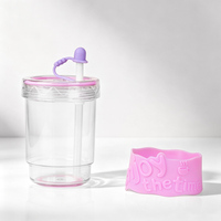 Mignonne tasse à boire antidérapante avec paille, gobelet à café avec couvercle, bouteille d'eau personnalisée