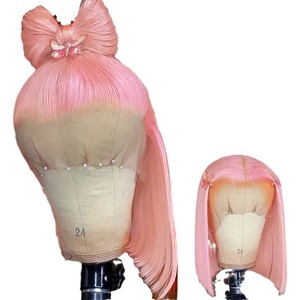 European and American Fashion Forehead Lace Lace <b>Wigs</b> Women Cross-border bobo head mid-point bangs <b>wig</b> full headgear - Product Image 5