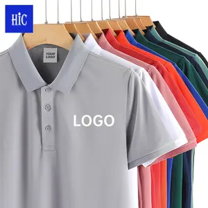 HIC 195G Kaus Polo Golf Polos Pria Logo Bordir 100% Kaus Polo Kasual Serat Sutra Es Polos Lengan Pendek