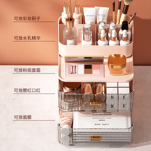 Boîte de rangement cosmétique avec tiroirs, organiseur de maquillage anti-poussière pour rouges à lèvres, produits de soin de la peau, organiseur de beauté de bureau - Product Image 4