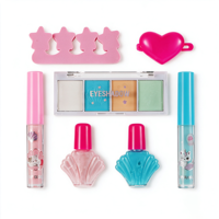 Kit de maquillage végétalien pour enfants, thème sirène, jeu d'imitation pour filles, coffret cadeau beauté, fard à paupières, brillant à lèvres, vernis à ongles, jouet