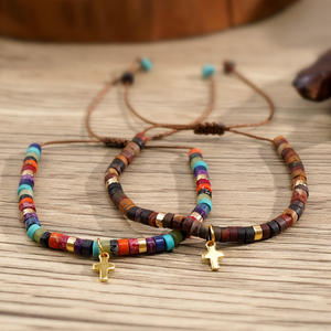 Pulsera con cuentas de piedra emperador para hombres y mujeres, diseño espaciador bohemio Vintage con brazaletes de joyería de moda cruzada chapada en cobre - Product Image 2