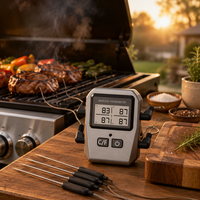 Thermomètre numérique sans fil pour viande, 4 sondes, Bluetooth, portée 100 m, échantillonnage en 1 seconde, alarme multi-minuterie avec application et graphique de température