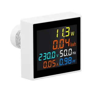 6in1 50-300V 50/60Hz Vierkante Voltmeter Ampère Stroomspanning Hertz Frequentie Energie Meter Kwh Signaallichtindicator