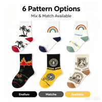 Chaussettes ras du cou pour femme en coton jacquard à motif de lettres de dessin animé vintage, style urbain tendance, personnalisables avec logo