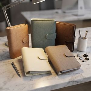 New Premium PU Leather Durable Gold <b>Ring</b> Custom Linen Small Travel Planner Cover Minimalist Budget <b>Binder</b> <b>A6</b> With Zipper Pocket - Product Image 4