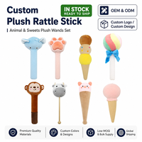 Tongkat Rattle Plush Kustom Inovatif dan Menyenangkan, Mainan Palu Pijat Kain Plush Hewan Kartun Lucu