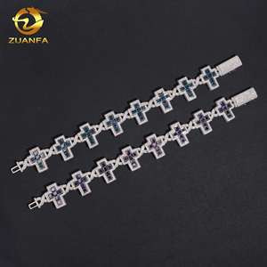 2026 <strong>London</strong> Blue Dark Ghothic Cross Iced Out <strong>Bracelet</strong> 19.4mm Cuban <strong>Link</strong> Chain Moissanite Cuban <strong>Link</strong> <strong>Bracelet</strong> Hip Hop Jewelry - Product Image 4