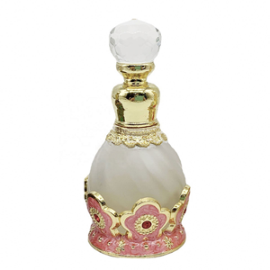 Fancy <b>Perfume</b> <b>Bottle</b> With Crystal Stopper Gold Decorated Round Shape Gift Craft 30ml Empty Glass <b>Bottle</b> - Product Image 5