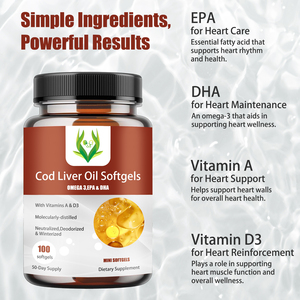 OEM Custom Formula Cod Liver Oil <b>Mini</b> Softgels Omega-3 with Vitamins A & D3 Heart Health Skin Support Private Label Fish Oil - Product Image 4