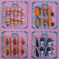 Ongles artificiels en acrylique 100 % faits à la main pour femmes, forme amande, couvrance totale, personnalisés 3D, vente en gros, à presser