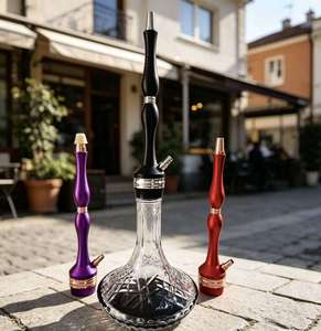 Juego de Hookah de Vidrio Transparente con Manguera de Aluminio, Pipa de Agua Moderna para Salón, Bar y Uso Doméstico - Product Image 6