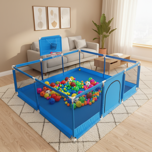 Parc pour enfants multifonctionnel avec buts de basket-ball et de football, clôture de sécurité pour ramper et marcher dans le salon, pour les ventes transfrontalières - Product Image 2
