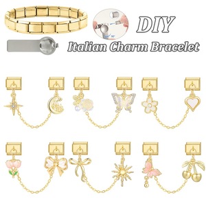 <span class=keywords><strong>Bracelet</strong></span> à Breloques Italien Acier Inoxydable Plaqué Or DIY Accessoires Pendentif Nœud Fleur Module pour <span class=keywords><strong>Bracelet</strong></span> à Breloques Italien - Product Image 6