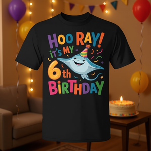 T-shirt Stingray pour enfants de 6 ans, c'est mon 6ème anniversaire, chemise de fête pour enfants de 6 ans - Product Image 3