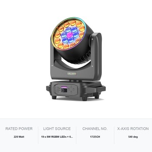 ไฟหัวขยับ 220W RGBW ซูม 10-60 องศา แพน-ทิลท์ 540x220 องศา DMX512 สำหรับงานเวที - Product Image 5