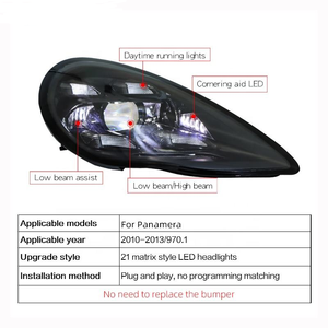 AURON Kit de conversion de phares à faisceau quadruple 12V 6000K 36W 6000 lm LED CSP pour Panamera 2010-2013 970.1/971 Rétrofit/Amélioration - Product Image 4