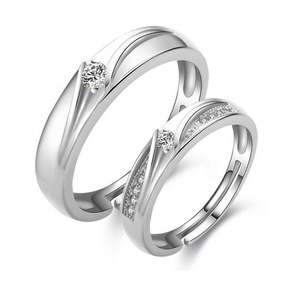 Bague de mariage en argent 925 réglable pour homme et femme, couronne d'amour sertie de diamants, gravure de préfixe, ornement, bague de couple - Product Image 5