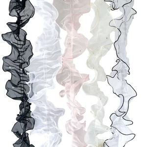 Vente directe d'usine, dentelle plissée en <span class=keywords><strong>organza</strong></span> perlée faite à la main de 11 cm, accessoires pour vêtements avec bordure en miroir et motif floral - Product Image 1