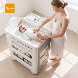Station à <span class=keywords><strong>langer</strong></span> pour nouveau-né, <span class=keywords><strong>table</strong></span> à <span class=keywords><strong>langer</strong></span> réglable en hauteur avec organisateur et commode - Product Image 1