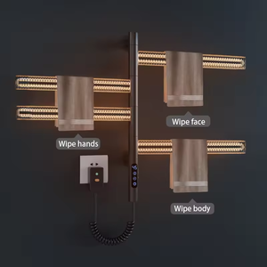 Black 6-Bar Aluminum Alloy Heated Towel Rail Wall Mount Electric Towel Warmer Waterproof Bathroom Towel Heater for Shower Room - Product Image 6