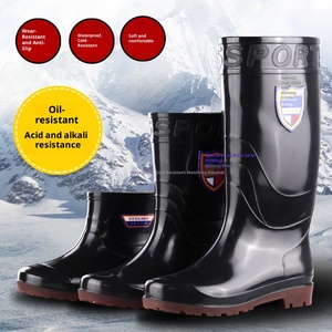 Giày đi mưa nam cao gót chống mài mòn, dày dặn, ấm áp, đế nhung cao, chống trơn trượt, bảo hộ lao động, chất liệu cao su - Product Image 1
