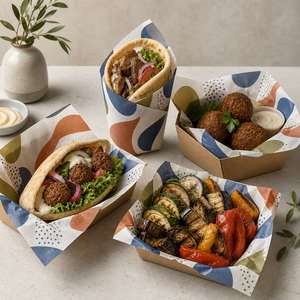Printed Greaseproof Food <b>Paper</b> for Gyros Falafel Pita <b>Wraps</b> Mediterranean Cafes and Takeaway - Product Image 5