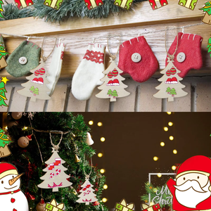เครื่องประดับต้นคริสต์มาสไม้ขนาดเล็กแบบแขวนพร้อมเชือกสำหรับงานฝีมือ DIY และตกแต่งต้นคริสต์มาสในเทศกาล - Product Image 2