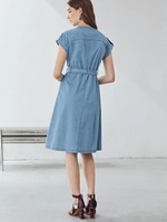 Vente chaude Denim vêtements pour femmes moins cher couleur unie mince dames robes en jean formelles 2025