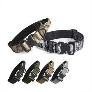 Collar táctico para perros con hebilla metálica, acolchado ancho, con asa, ajustable, de nailon resistente, para perros pequeños, medianos y grandes. - Product Image 1