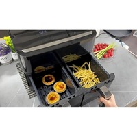 Friteuse à air numérique à double panier avec écran LCD, design carré sans huile, style moderne, pour usage domestique et hôtelier, fonction grill