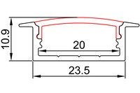 Profilé LED en aluminium encastré en forme de U mince, série 6000, surface anodisée, CRI 90 élevé, lumière du jour 6000K pour montage de lumière linéaire