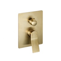 Ensemble de douche à vanne de commande à deux fonctions en or brossé avec couvercle en laiton et corps en cuivre