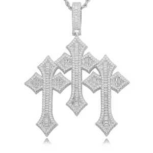 Pendentif Hip Hop Personnalisé Premium en Argent Sterling 925, Diamant Moissanite Taille Ronde, Collier Iced Out pour Hommes et Femmes, Style Urbain - Product Image 4