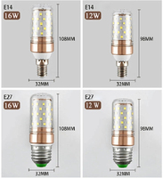 Lampe LED Foco à haute luminosité 12W 16W E27/E14 3000K/4000K/6500K, ampoules LED en aluminium, lumière de lustre décorative, CRI 90, 450 lumens