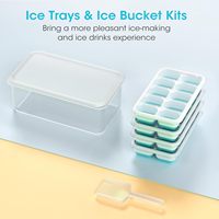 Bac à glaçons personnalisé avec couvercle et bac de rangement, bacs à glaçons en silicone pour congélateur, kits de seaux à glaçons empilables avec conteneur de stockage