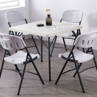 Table pliante carrée de 3 pieds en plastique HDPE bjflamingo Table à manger carrée en plastique blanc