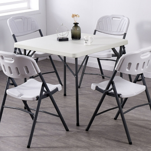 Mesa plegable cuadrada de plástico HDPE de 3 pies bjflamingo Mesa de comedor de plástico cuadrada blanca - Product Image 5