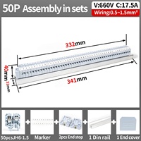 JH6-1.5 Dongji Bornier de rail combiné 2 pôles 11-20 contacts, fixation par vis, 17,5A max, tension continue, rail de montage