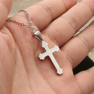 yunnique Stainless Steel Cross Pendant Necklace For Men Gold And <b>Silver</b> Color Fashion Jewelry Gift - Product Image 2