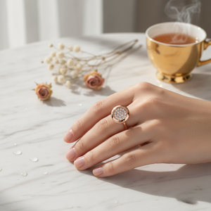 Clear Zircon Stone Minimalist <b>CZ</b> Round Design Cluster <b>Ring</b> Wholesale Handcrafted 925 Sterling Silver Jewelry - Product Image 3