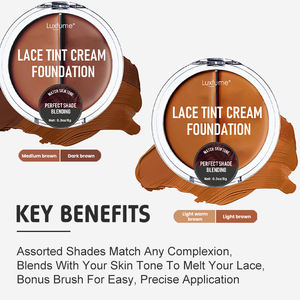 คอนซีลเลอร์ลูกไม้แบบผูกด้วยตาข่ายวิกผมลูกไม้สีครีมติดฉลากส่วนตัว - Product Image 5